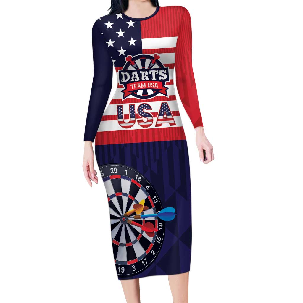 United States Dart Custom Long Sleeve Bodycon Dress Team USA One For All
