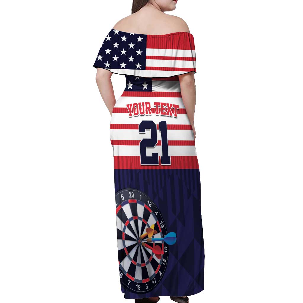 United States Dart Custom Off Shoulder Maxi Dress Team USA One For All