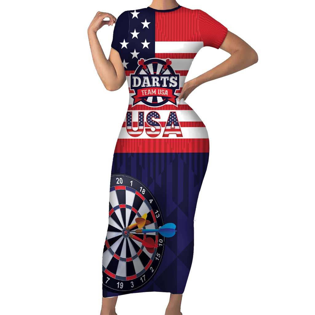 United States Dart Custom Short Sleeve Bodycon Dress Team USA One For All