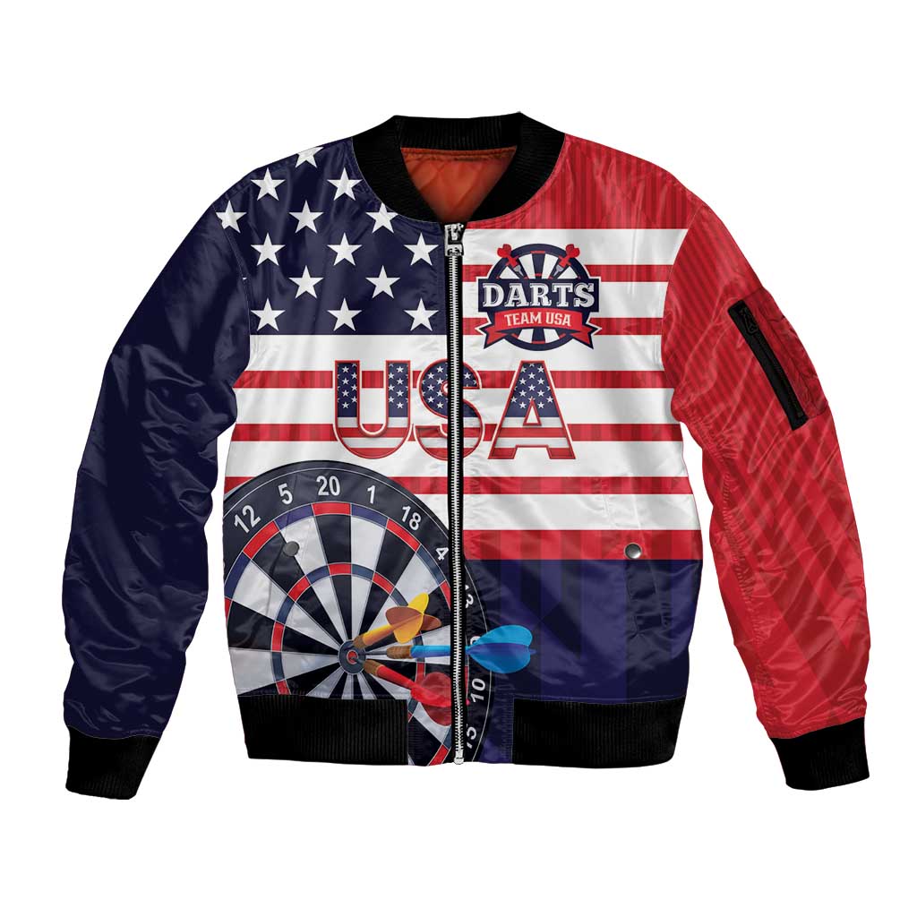 United States Dart Custom Sleeve Zip Bomber Jacket Team USA One For All