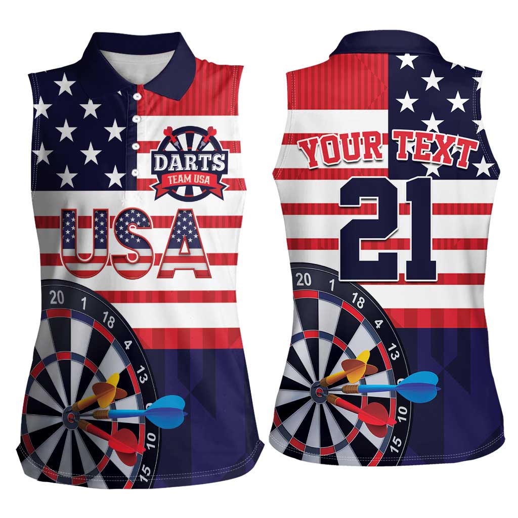 United States Dart Custom Women Sleeveless Polo Shirt Team USA One For All