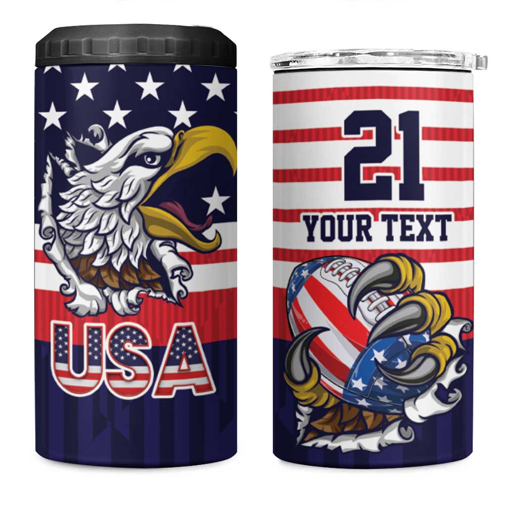 United States Football Custom 4 in 1 Can Cooler Tumbler Team USA One For All