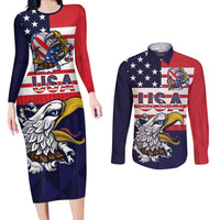 United States Football Custom Couples Matching Long Sleeve Bodycon Dress and Long Sleeve Button Shirt Team USA One For All