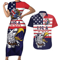 United States Football Custom Couples Matching Short Sleeve Bodycon Dress and Hawaiian Shirt Team USA One For All