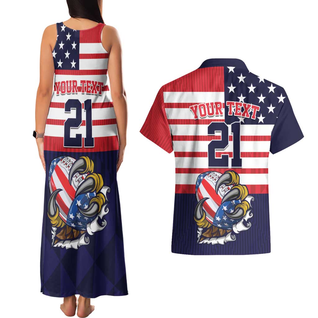 United States Football Custom Couples Matching Tank Maxi Dress and Hawaiian Shirt Team USA One For All