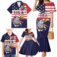 United States Football Custom Family Matching Mermaid Dress and Hawaiian Shirt Team USA One For All