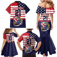 United States Football Custom Family Matching Mermaid Dress and Hawaiian Shirt Team USA One For All