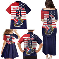 United States Football Custom Family Matching Puletasi and Hawaiian Shirt Team USA One For All
