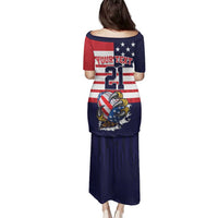United States Football Custom Family Matching Puletasi and Hawaiian Shirt Team USA One For All