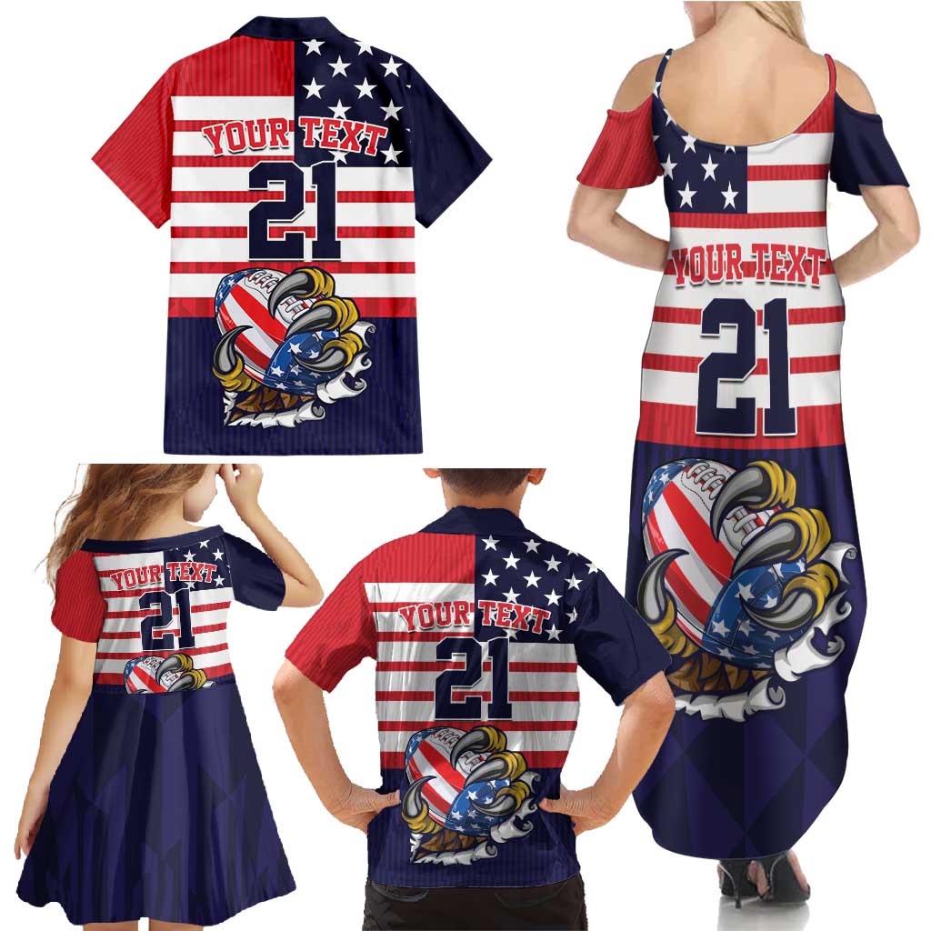 United States Football Custom Family Matching Summer Maxi Dress and Hawaiian Shirt Team USA One For All
