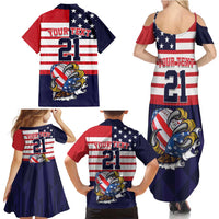 United States Football Custom Family Matching Summer Maxi Dress and Hawaiian Shirt Team USA One For All