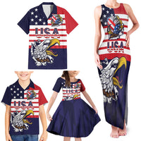 United States Football Custom Family Matching Tank Maxi Dress and Hawaiian Shirt Team USA One For All