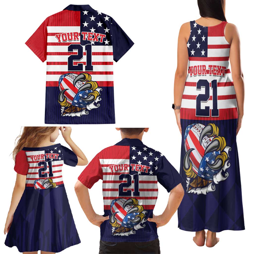 United States Football Custom Family Matching Tank Maxi Dress and Hawaiian Shirt Team USA One For All