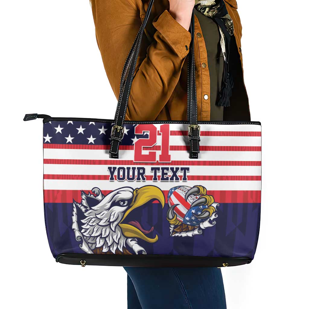 United States Football Custom Leather Tote Bag Team USA One For All