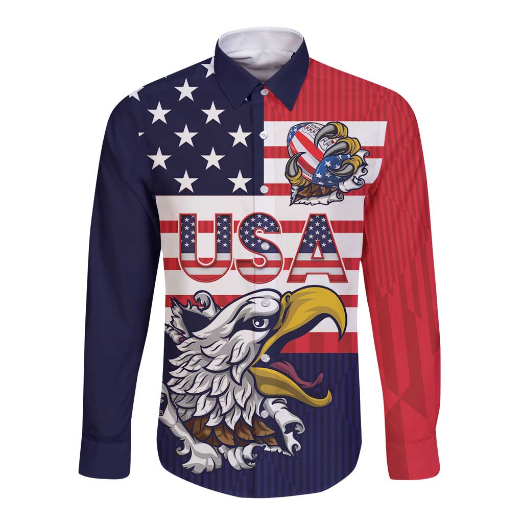 United States Football Custom Long Sleeve Button Shirt Team USA One For All
