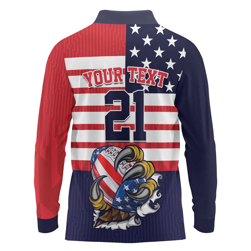 United States Football Custom Long Sleeve Polo Shirt Team USA One For All