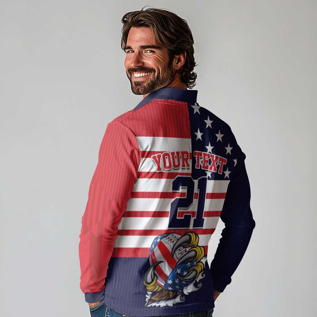 United States Football Custom Long Sleeve Polo Shirt Team USA One For All