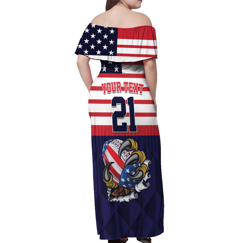 United States Football Custom Off Shoulder Maxi Dress Team USA One For All