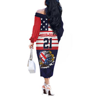 United States Football Custom Off The Shoulder Long Sleeve Dress Team USA One For All