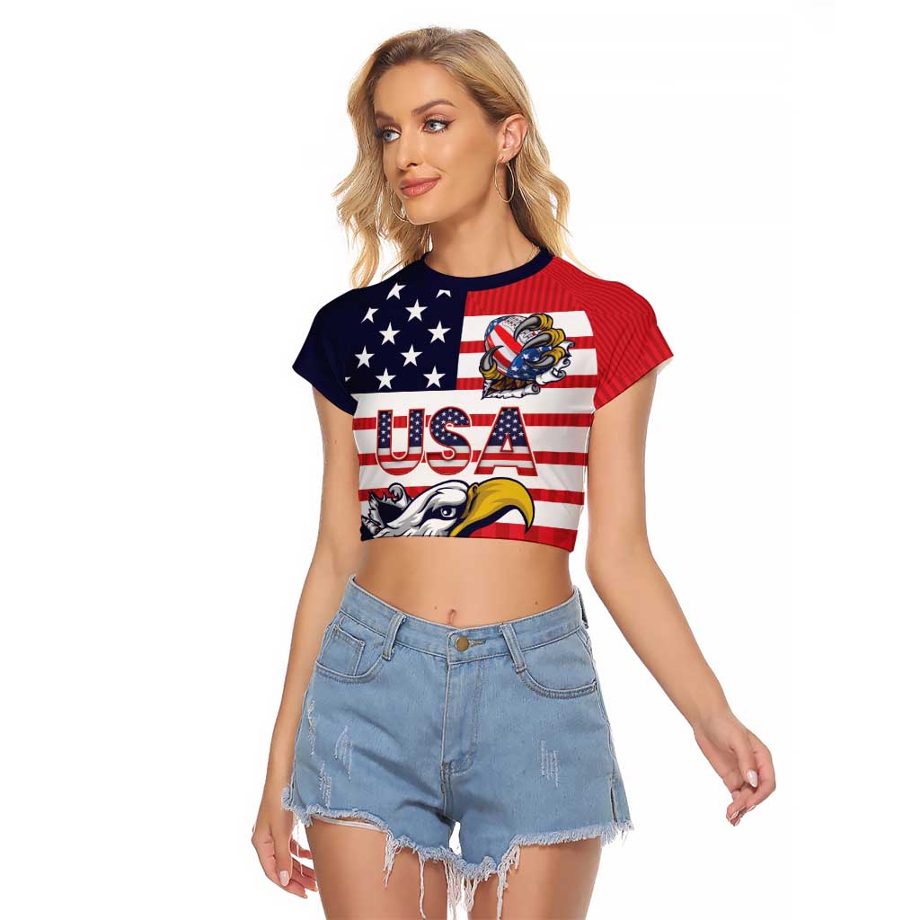 United States Football Custom Raglan Cropped T Shirt Team USA One For All