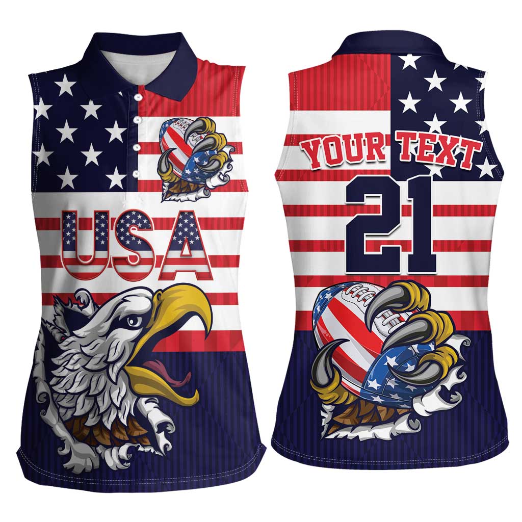 United States Football Custom Women Sleeveless Polo Shirt Team USA One For All