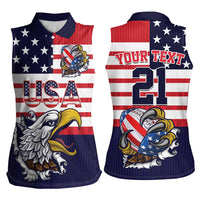 United States Football Custom Women Sleeveless Polo Shirt Team USA One For All
