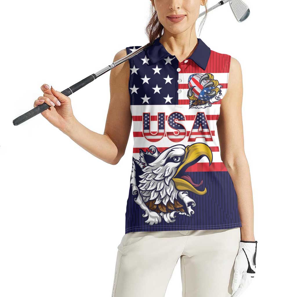United States Football Custom Women Sleeveless Polo Shirt Team USA One For All