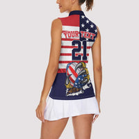 United States Football Custom Women Sleeveless Polo Shirt Team USA One For All