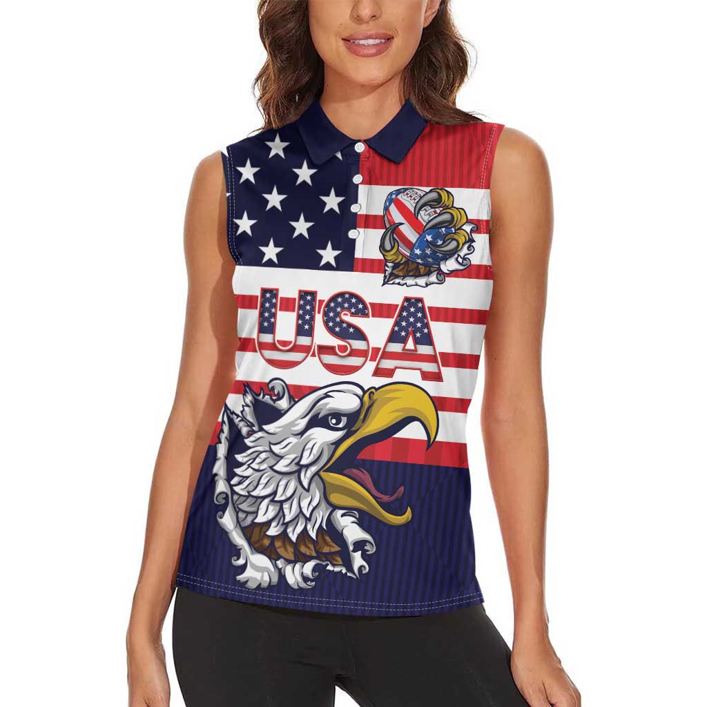 United States Football Custom Women Sleeveless Polo Shirt Team USA One For All