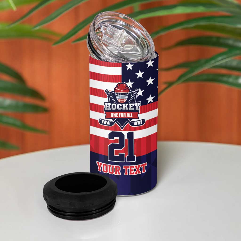 United States Ice Hockey Custom 4 in 1 Can Cooler Tumbler Team USA One For All