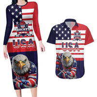 United States Ice Hockey Custom Couples Matching Long Sleeve Bodycon Dress and Hawaiian Shirt Team USA One For All