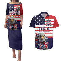 United States Ice Hockey Custom Couples Matching Puletasi and Hawaiian Shirt Team USA One For All