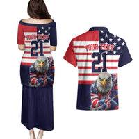United States Ice Hockey Custom Couples Matching Puletasi and Hawaiian Shirt Team USA One For All