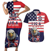 United States Ice Hockey Custom Couples Matching Short Sleeve Bodycon Dress and Hawaiian Shirt Team USA One For All