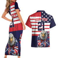United States Ice Hockey Custom Couples Matching Short Sleeve Bodycon Dress and Hawaiian Shirt Team USA One For All
