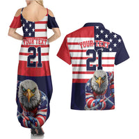 United States Ice Hockey Custom Couples Matching Summer Maxi Dress and Hawaiian Shirt Team USA One For All