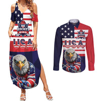 United States Ice Hockey Custom Couples Matching Summer Maxi Dress and Long Sleeve Button Shirt Team USA One For All