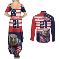 United States Ice Hockey Custom Couples Matching Summer Maxi Dress and Long Sleeve Button Shirt Team USA One For All