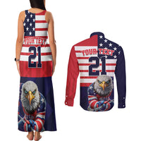 United States Ice Hockey Custom Couples Matching Tank Maxi Dress and Long Sleeve Button Shirt Team USA One For All