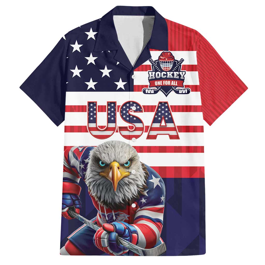 United States Ice Hockey Custom Family Matching Long Sleeve Bodycon Dress and Hawaiian Shirt Team USA One For All