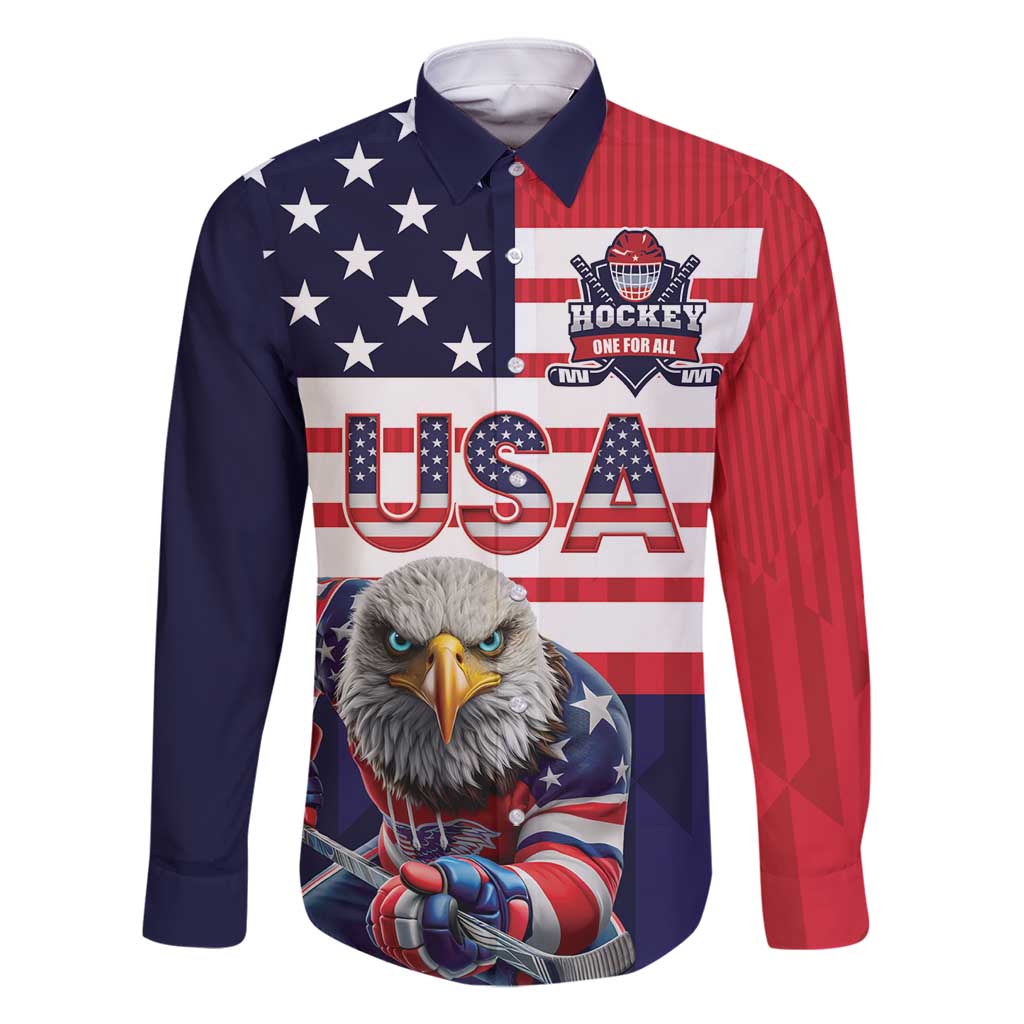 United States Ice Hockey Custom Family Matching Long Sleeve Bodycon Dress and Hawaiian Shirt Team USA One For All