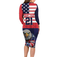 United States Ice Hockey Custom Family Matching Long Sleeve Bodycon Dress and Hawaiian Shirt Team USA One For All