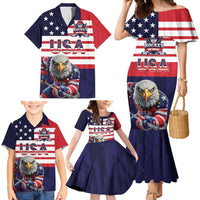 United States Ice Hockey Custom Family Matching Mermaid Dress and Hawaiian Shirt Team USA One For All