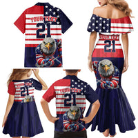 United States Ice Hockey Custom Family Matching Mermaid Dress and Hawaiian Shirt Team USA One For All