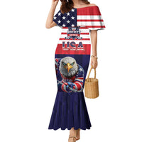United States Ice Hockey Custom Family Matching Mermaid Dress and Hawaiian Shirt Team USA One For All