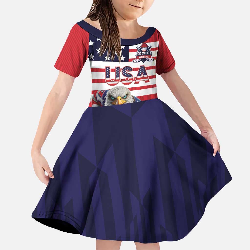 United States Ice Hockey Custom Family Matching Off Shoulder Maxi Dress and Hawaiian Shirt Team USA One For All
