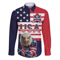 United States Ice Hockey Custom Family Matching Off Shoulder Maxi Dress and Hawaiian Shirt Team USA One For All