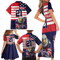 United States Ice Hockey Custom Family Matching Short Sleeve Bodycon Dress and Hawaiian Shirt Team USA One For All