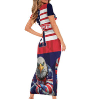 United States Ice Hockey Custom Family Matching Short Sleeve Bodycon Dress and Hawaiian Shirt Team USA One For All