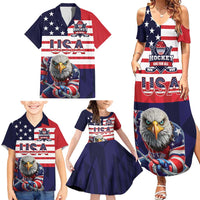 United States Ice Hockey Custom Family Matching Summer Maxi Dress and Hawaiian Shirt Team USA One For All